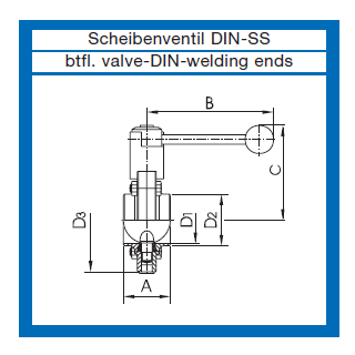 Scheibenventil EURO mit Schweißende/ Schweißende