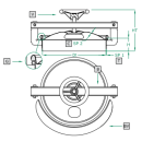 Mannloch 800 Serie RUND 300mm nach außen öffnend  mit Kunststoffhandrad und Tropfblech  1.4404