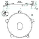 Domdeckel 582 RUND 400mm V4A  mit Edelstahlflügelmutter