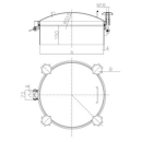 Domdeckel D13  V2A 150  6 Knebel  -1/+2 bar  Silikon