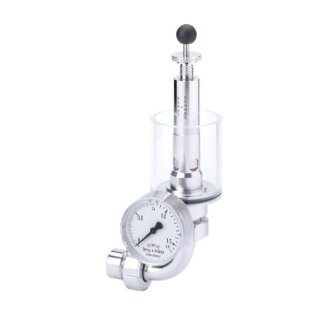 Spunddruckregler 76000 DUKTON, langer Bogen, Manometer, Anschluss Tri- Clamp 1 1/2"