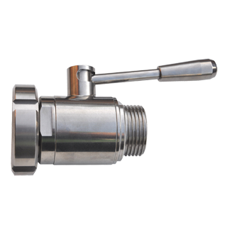Kugelhahn mit öst. Weingewinde 5/4" AG und Milchgewinde DN65 IG  V2A (1.4301)