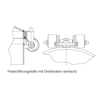 Edelstahl- Federöffnungshilfe mit doppelten Drehfedern, Werkst. 1.4301  >600mm
