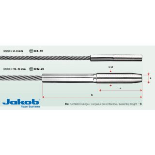 Innengewinde verpresst, Seilstärke 8mm, Gewinde M10, Linksgewinde
