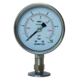 Druckmittler mit DIN 32676 DN40 Clamp Anschluss und Manometer 0-16 bar  dm100mm GLYZERIN