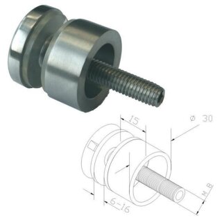 Punkthalter dm 30mm für Vierkantrohr  1.4301  satin