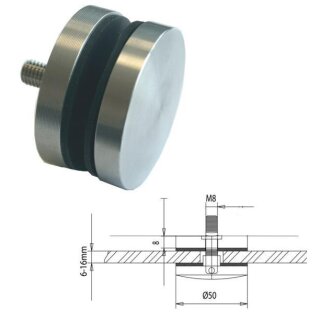 Punkthalter dm 50mm für Vierkantrohr  1.4301 satin