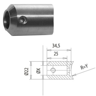 Stabhalter für Rundrohr 42,4  Bohrung 12mm  1.4301