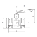 Edelstahl Kugelhahn Tri Clamp / Tri Clamp DIN DN50 1.4301 (V2A)