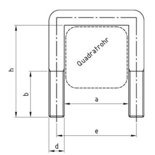 Quadratrohrbügel für Formrohr 80x80mm M12  1.4301  10 Stück