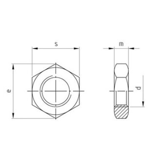 Edelstahl Sechskantmutter niedrige Form mit Feingewinde DIN 936  M12x1 V2A  100 Stück