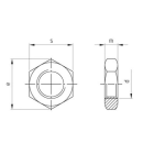 Edelstahl Sechskantmutter niedrige Form mit Feingewinde DIN 936  M24x1,5 V2A  50 Stück