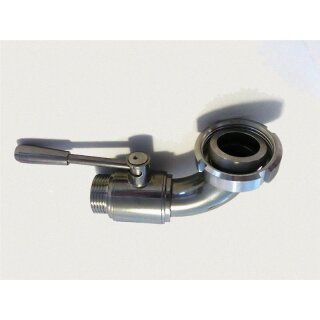 Kugelhahn für Restablauf DIN Kegel/ Mutter DN40 auf Österreichisches Weingewinde 6/4"  1.4301