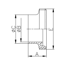 Gewindestutzen für Milchrohrverschraubung lang  REIHE 2  DN25  V4A  (1.4404)