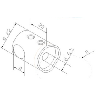 Querstabhalter dm22mm Bohrung 12mm  für Rohr 33,7mm  1.4301