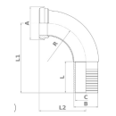 Bogen 90° Kegel/ Mutter DN32 mit Schlauchtülle 34mm  1.4301  (ohne Mutter)