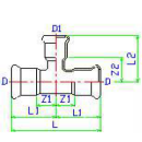 Pressfittings M-Kontur Edelstahl T- Stück reduziert...