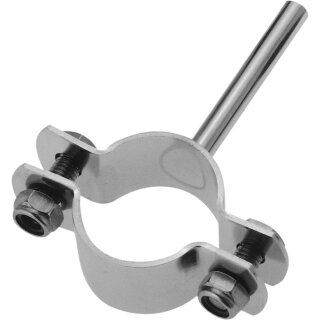 Edelstahlrohrschelle mit Bolzen 60mm  für ISO Rohre 42,4mm  V2A  Band 20x3mm  poliert