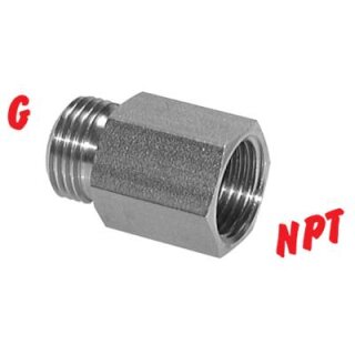 Übergang G AG 1/8" auf NPT IG 1/8"  1.4408  40 bar