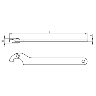 AMF Gelenk- Hakenschlüssel aus Edelstahl DN90- 155  Länge: 335mm  für Nutmutter DN50- DN100