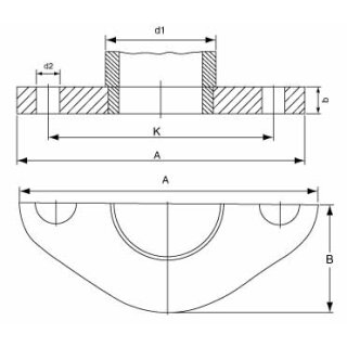 Ovalflansch DIN 2558  1/2"  PN6  1.4301