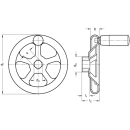 Edelstahl- Handrad mit drehbarem Griff  Durchmesser 400mm, Bohrung 24H9