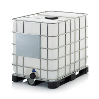 IBC Container 120x100x116cm Einfüllöffnung NW150  Auslaufarmatur NW50 auf Kunststoffpalette  1000 Liter