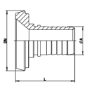 Schlauchkegelstutzen für Klemmschaleneinband DN32 REDUZIERT für Schlauch DN25  1.4301