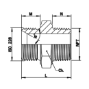 Sechskantdoppelnippel 3/4" zylindrisch mit Konus / 3/4" NPT  1.4404