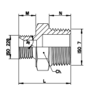 Sechskantdoppelnippel REDUZIERT 1/8" zylindrisch / 1/4" konisch  1.4408