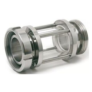 Schaulaterne mit Außengewinde / Kegel Mutter  DN25  1.4301  ohne Splitterschutz