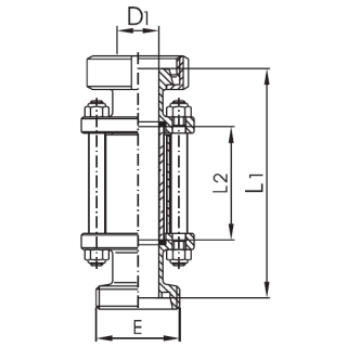 Schaulaterne mit Außengewinde / Kegel Mutter  DN50  1.4301  ohne Splitterschutz