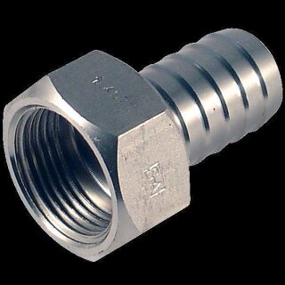 Schlauchtülle 27mm mit Innengewinde 1" und Sechskant starr  1.4404