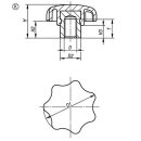 Sterngriff Thermoplast mit Edelstahlmuffe M5