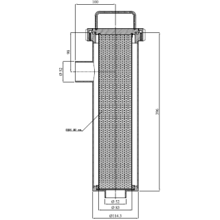 Eckrohrsieb DN50 mit vergrößerter Filterfläche und Schweißenden  Rundlochung 2mm V2A