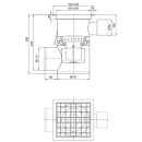Bodenablauf PROFI einteilig 200x200 Ablauf waagrecht 100mm  1 Zulauf