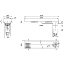 Edelstahl Kastenrinne BIG 250x3000  Ablauf senkrecht 110mm  1.4301