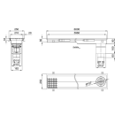 Edelstahl Kastenrinne BIG 250x6000  Ablauf senkrecht 110mm  1.4301