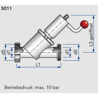 Vollstrom Schrägsitzventil Außengewinde / Kegel/ Mutter