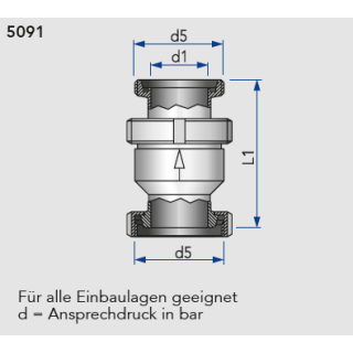 Edelstahl Tellerrückschlagventil DIN AG / KgM