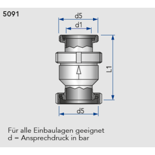 Edelstahl Tellerrückschlagventil DIN AG / KgM DN10  1.4404 (V4A)