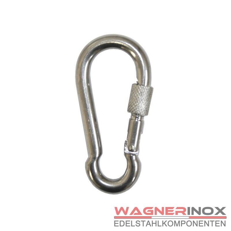 FASTON Edelstahl Karabiner 6x60mm - 4 Stück A4 V4A Rostfrei Asymmetrisch