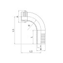 Weingewinde Bogen 90° IG 4/4" auf Schlauchtülle 28mm