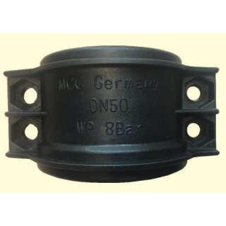 Klemmschale PP für Schlauch 50x6 SCHWARZ FDA bis 8 bar