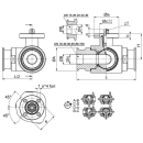 Kugelhahn 3 Wege für Antrieb Tri- Clamp ISO 2852 L- Form