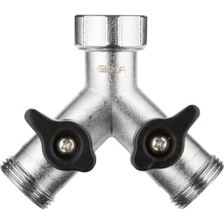GEKA Zweiwegehahn mit Außengewinde 3/4"  VERNICKELT