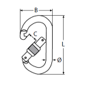 Karabiner ALU blau 12x113 mit Sicherungsmutter