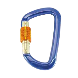 Karabiner ALU blau 12x111 mit Sicherungsmutter asymetrisch