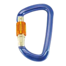 Karabiner ALU blau 12x111 mit Sicherungsmutter asymetrisch