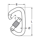 Karabiner ALU blau 12x111 mit Sicherungsmutter asymetrisch